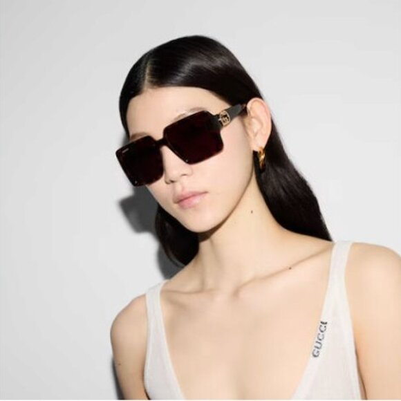 Gucci GG1692SA 002 Square Sunglasses - Dark Havana/Brown display picture 1